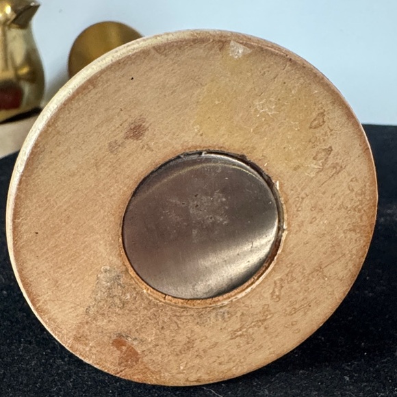 "Elizabella Natural Wood Tapered Brass Candlestick Holder" by Shiraleah - Picture 4 of 4